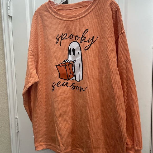 New Orange Corded Spooky Season Pullovers Sweatshirt Size XL - Picture 2 of 8